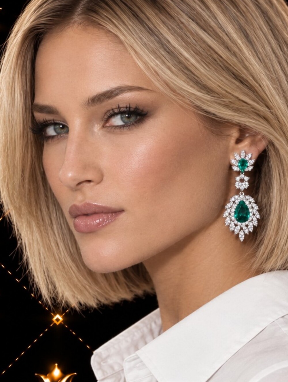 Elegant Emerald Drop Earrings - Green Crystal Statement Jewelry
